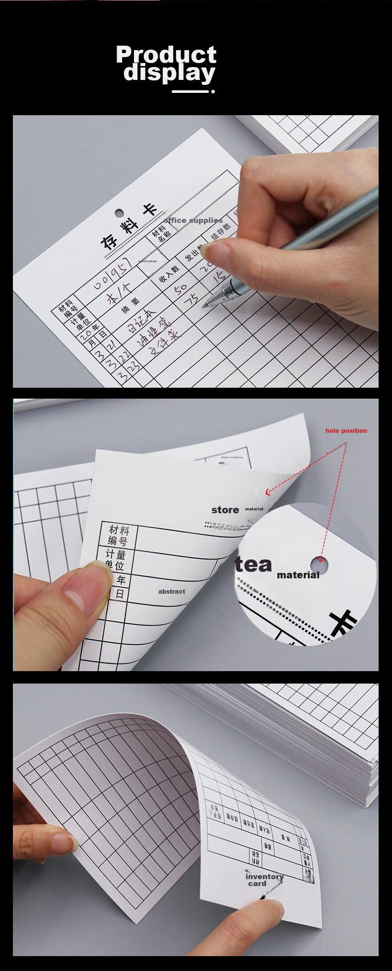 Linlei Material Identification Card, Storage Card, Inventory Card, Warehouse Material Inventory Sheet, Supply Record Card, 250g Thickened, 100 Sheets 6