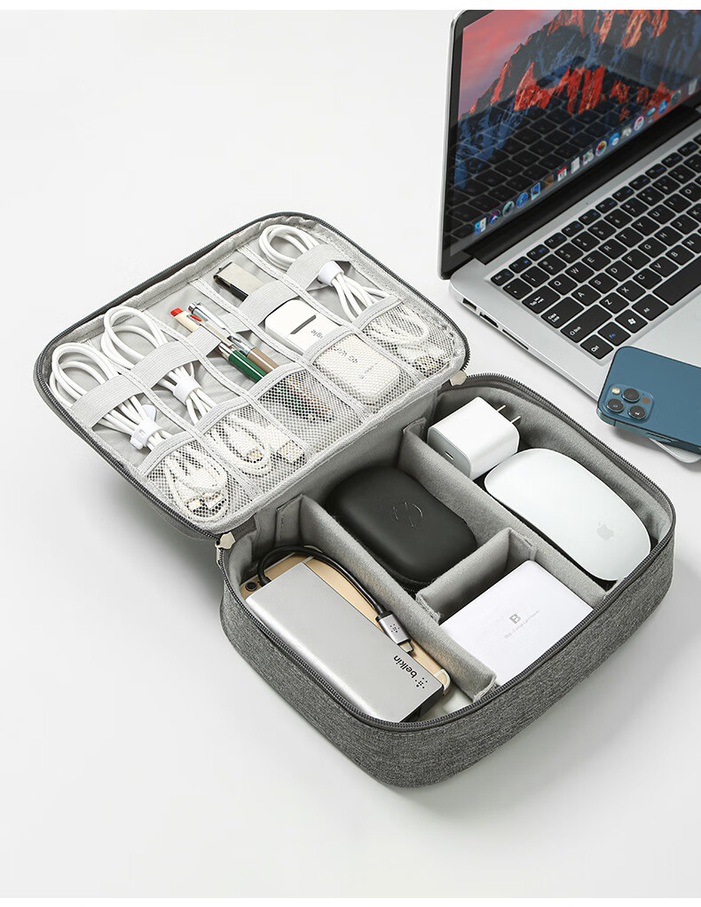 Youjialiangpin Data Cable Storage Pouch, Portable for Travel, Oxford Fabric, Double-Layer Design, Dust-Proof And Waterproof 14
