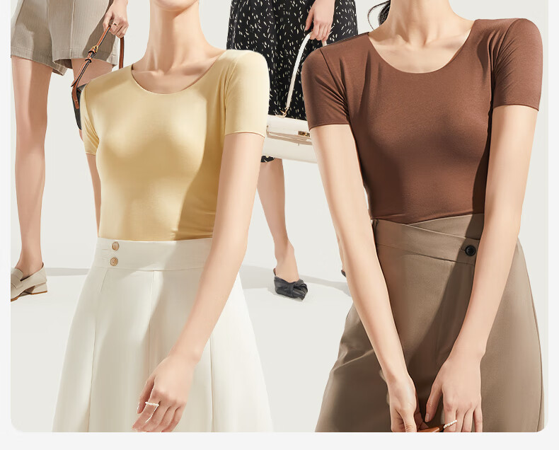 Jianyun Seamless Modal Short-Sleeve T-Shirt for Women, Solid Color Undershirt, Basic Base Layer Top, Thin Underwear for Summer 3