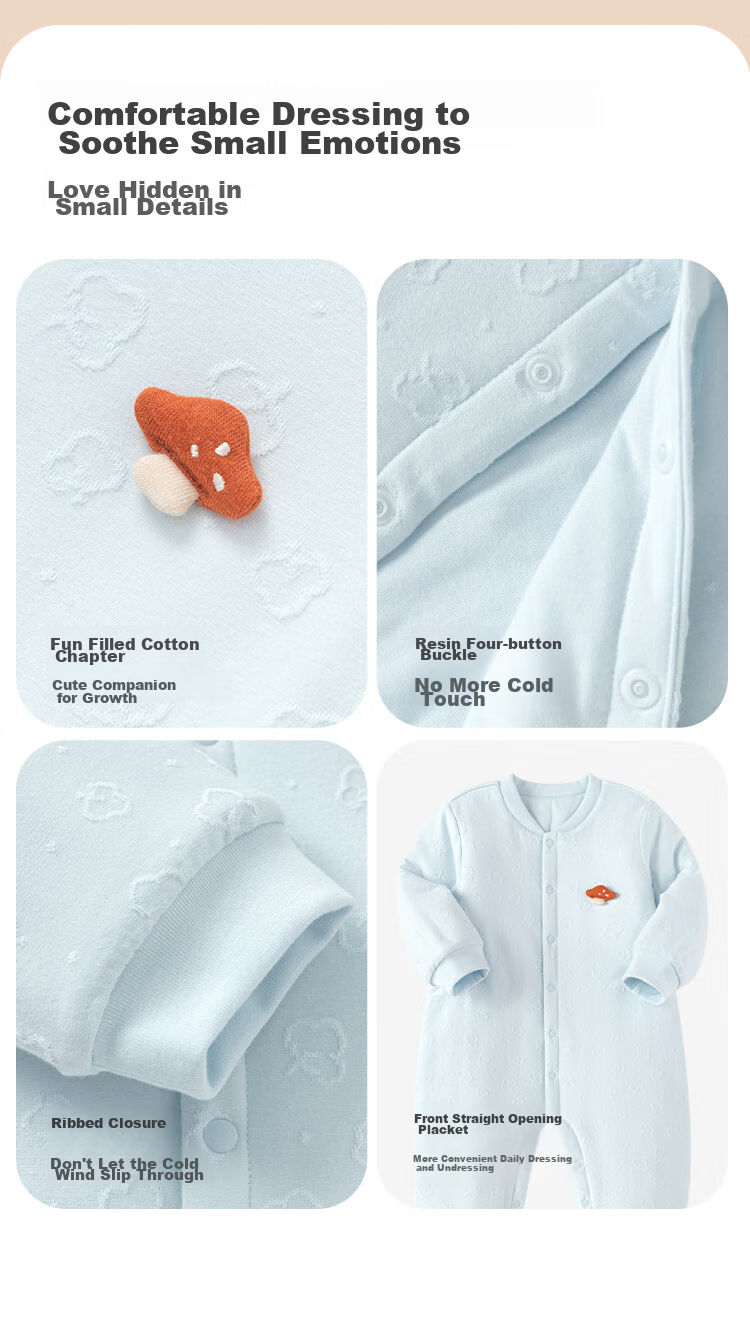 BALABALA Children's Clothing, Baby Romper, Newborn Onesie, Infant Bodysuit, Boys And Girls Winter Wear, Crawling Suit, Thickened Warm Soft Cute 12