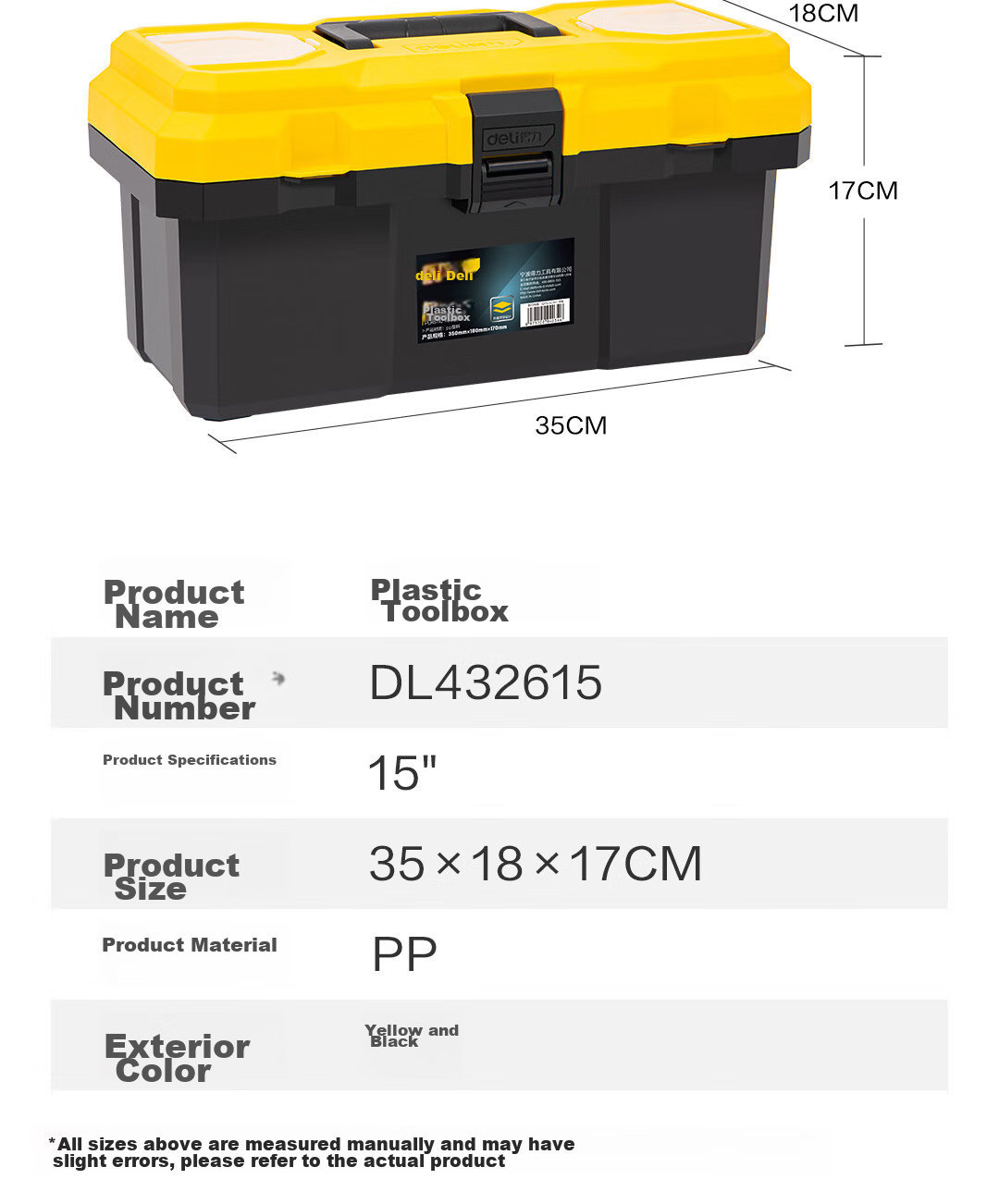 Deli Home Tool Box, Stylish Empty Plastic Storage Box, Multifunctional Hardware Organizer, 14 Inches, DL432814 15