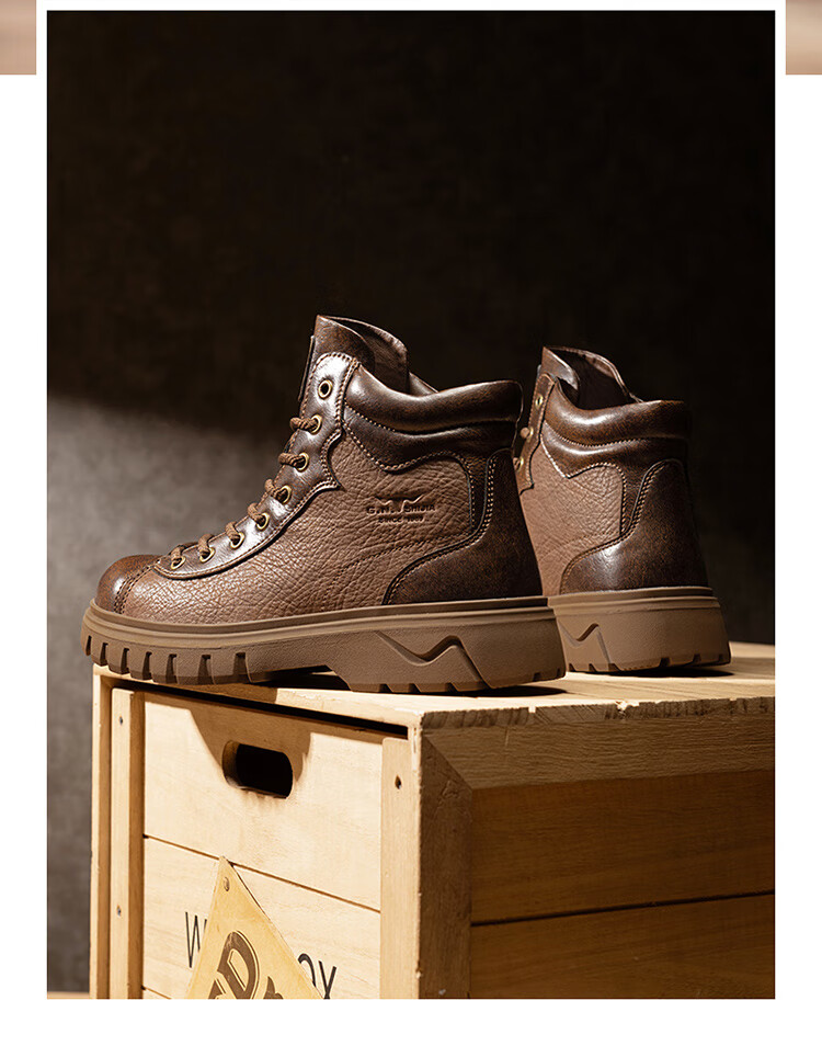 G.N.Shi Jia Men's Boots 2025 Autumn Winter New Low-top Martin Boots Outdoor Thick-soled Casual Leather Shoes Trendy Versatile Men's Shoes 25