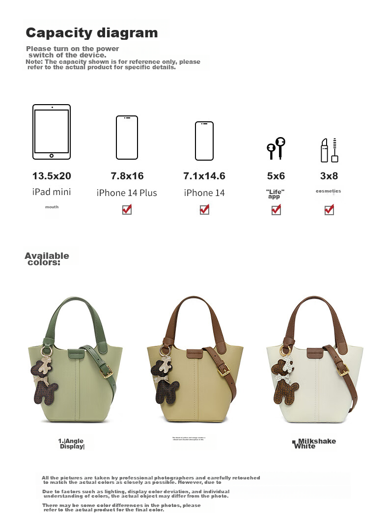 CASSILE Women's Handbag, Bucket Bag, Handheld Vegetable Basket, Light Luxury Tote Bag, Crossbody Bag, 520 Gift for Wife 9