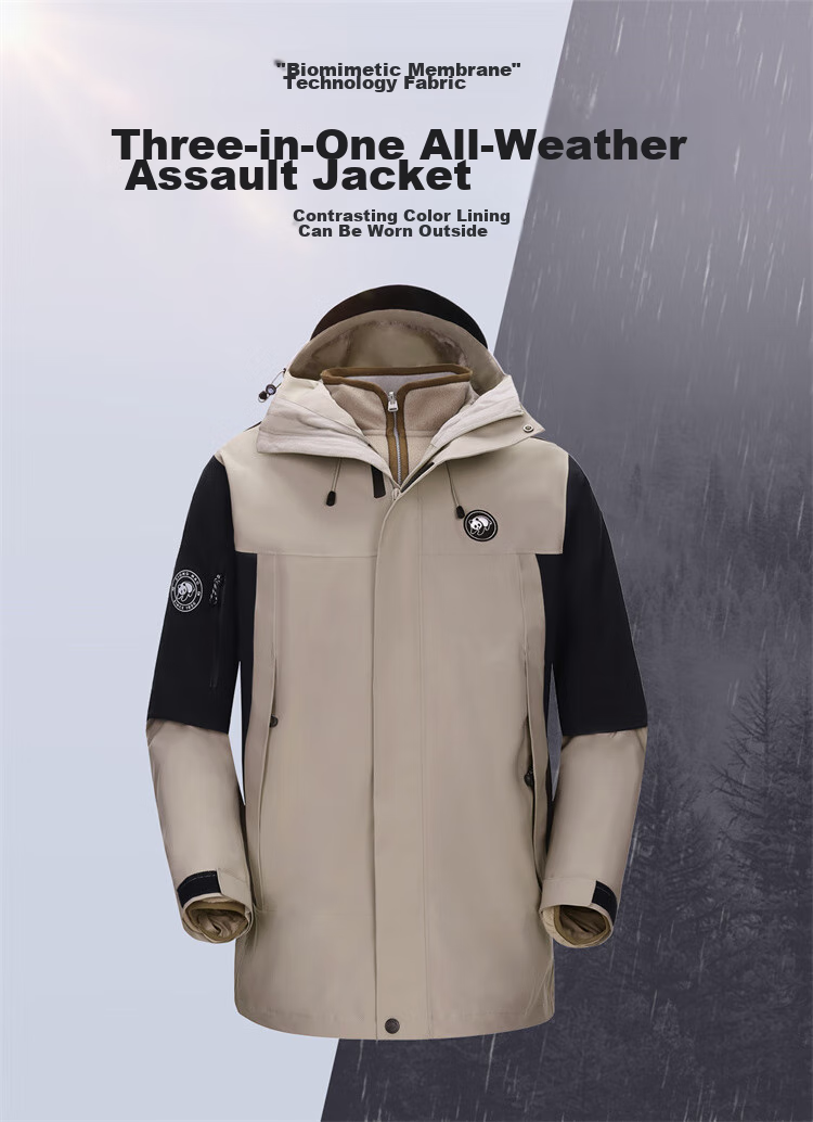CAMEL Panda Outdoor Three-In Orange Jacket for Men And Women, Windproof Waterproof Triple-Protection Coat Hiking Wear R611 5