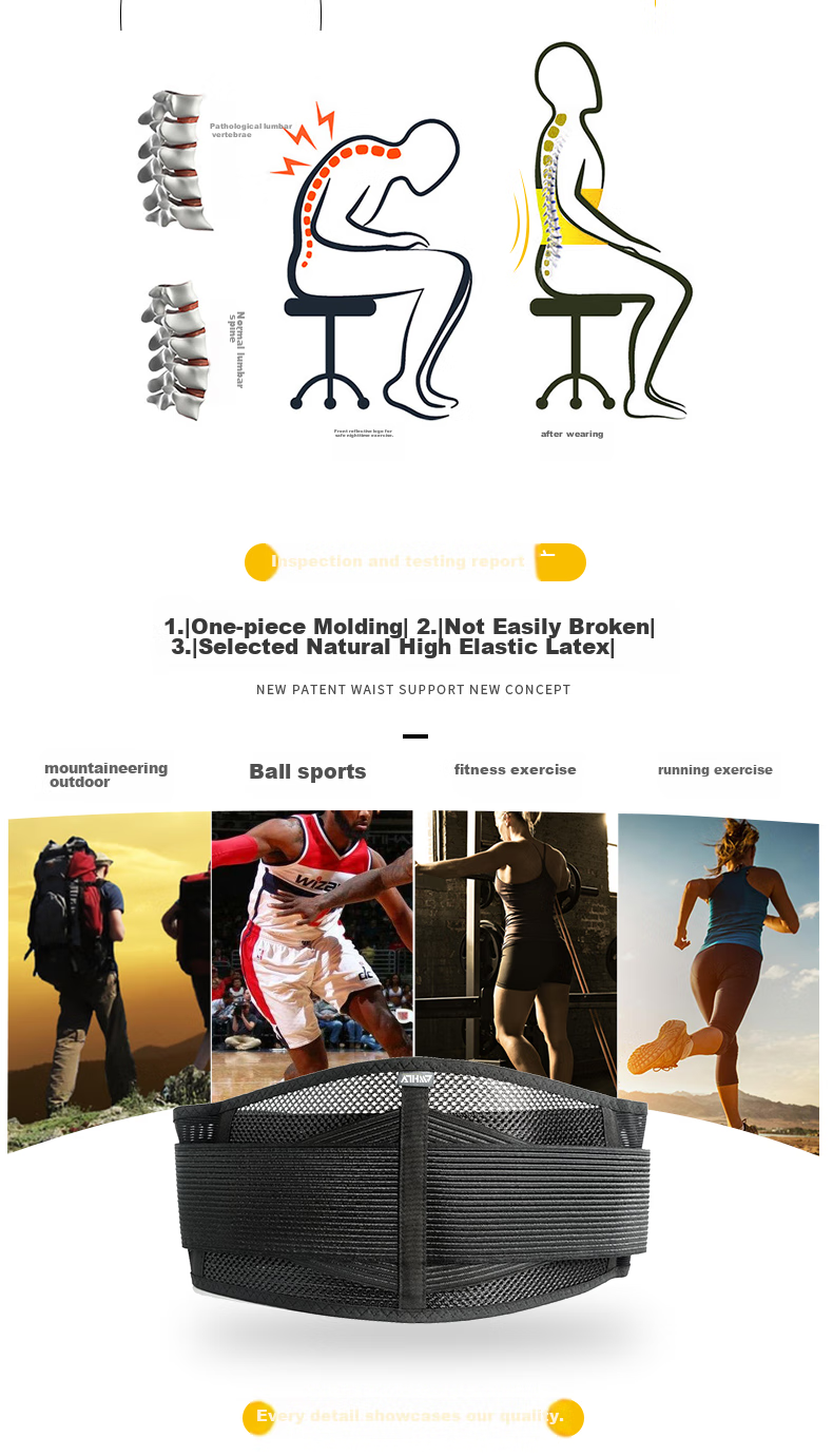 D&M Sports Waist Support Fitness Lumbar Disc Lumbar Belt Waist Fixation Support Protective Breathable Waistband for Men And Wome 7