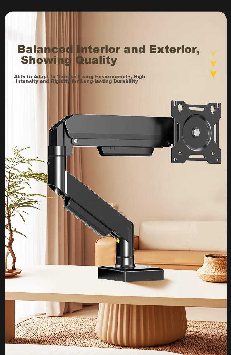 Geer Mechanical Arm Monitor Stand, Desktop Clamp-On No-Drill Computer Screen Support Arm, VESA Monitor Lifting And Heightening Bracket Base, 17-32 Inches 5