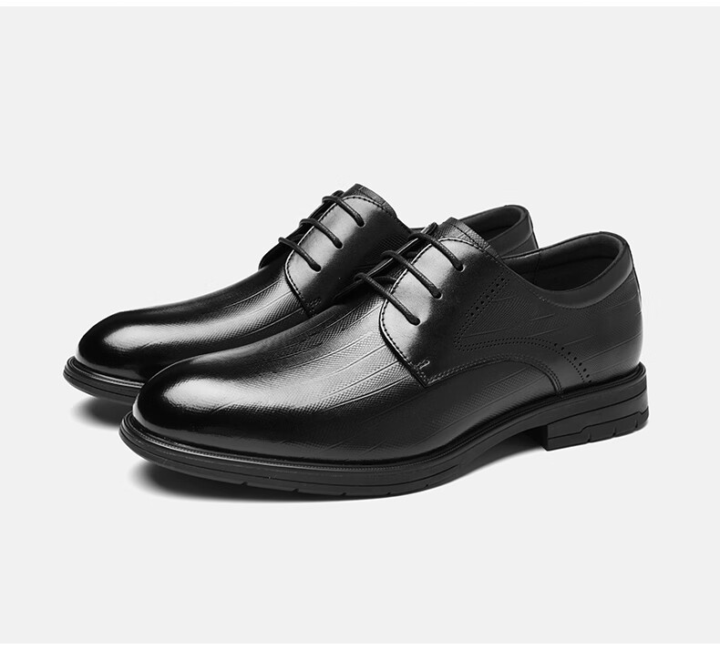 HLA Men's Leather Shoes, Business Formal Wear, Comfortable Wedding Groom Derby Shoes HAAPXM2FBA242, Black, Size 40 28
