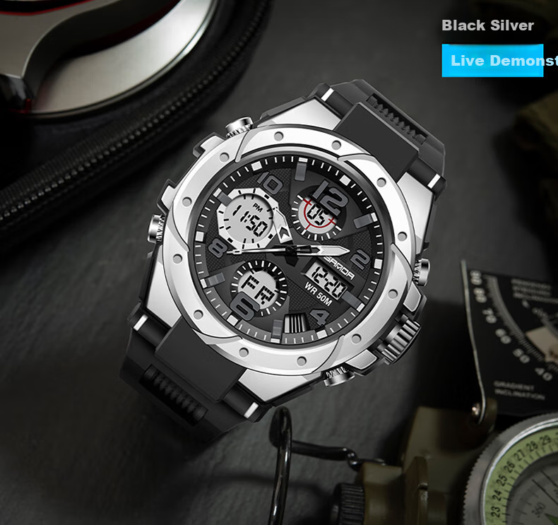 GEORGCOUNT Men's Multifunctional Sports Alarm Clock Electronic Watch for Middle School, High School Students, Men, Waterproof Youth Male Wearers 24