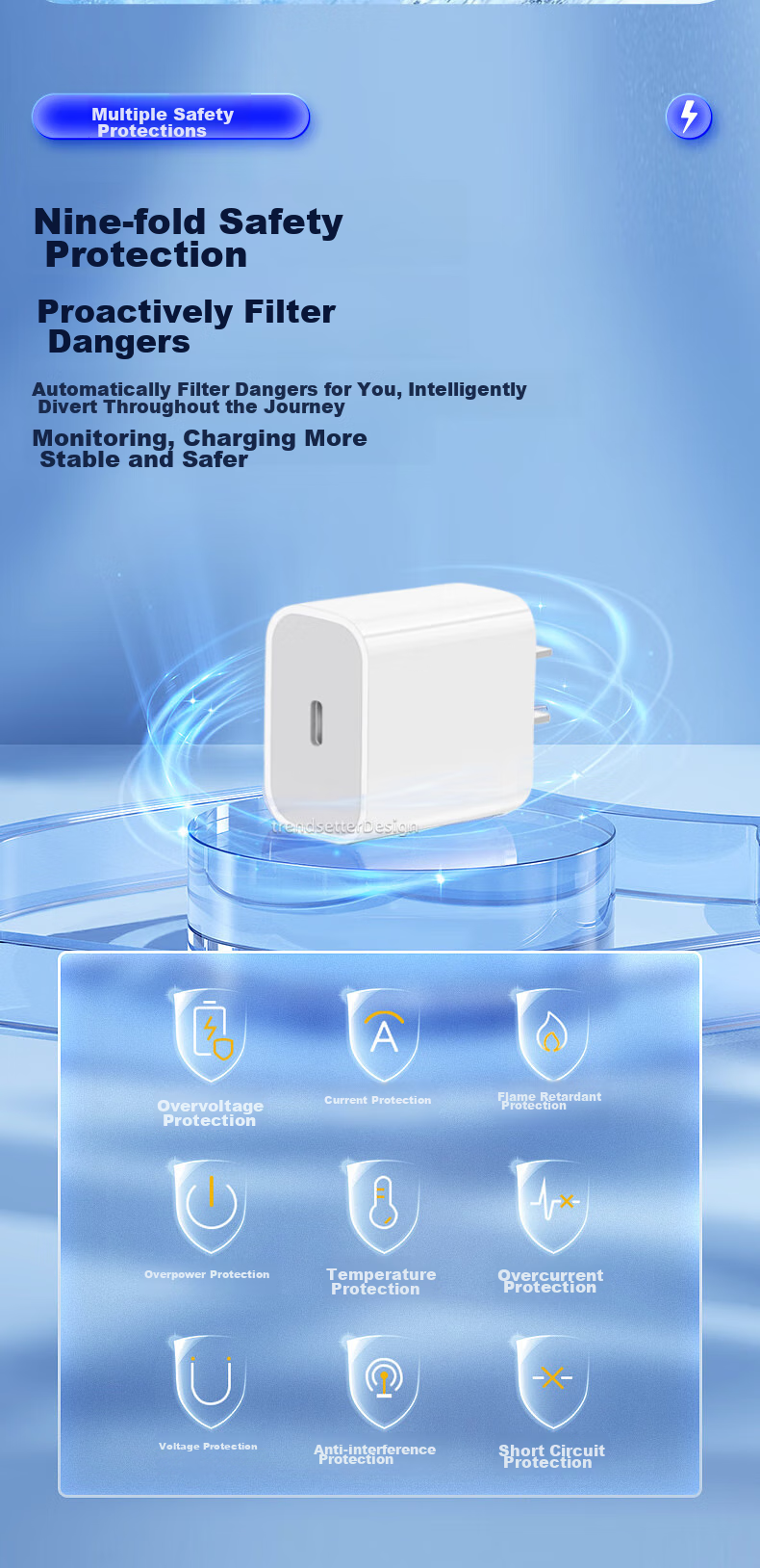 Chaofan Compatible PD Charger Adapter for Lefen Electric Toothbrush, 5V DC Fast Charging Power Supply for Lefen Vibration Electric Toothbrush, Type-C Port Plug USB-C Charging Head 8