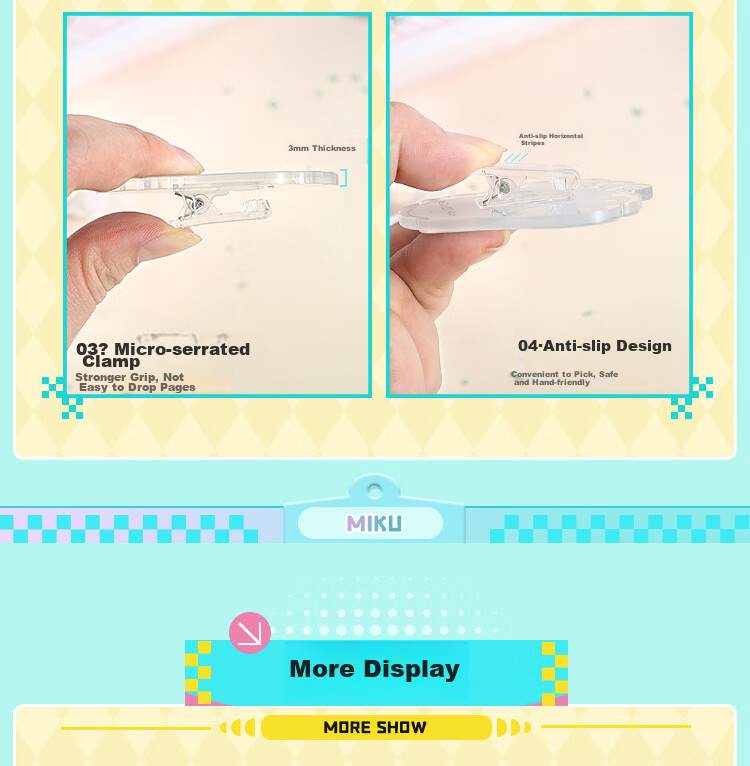 GuangBo Future Acrylic Journal Clips Stationery, Small Clip for Receipts And Bookmarks, Snack Clip for Anime Fans, 3 Green CY997043-A 13