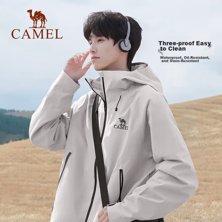 CAMEL Outdoor Single-Layer Softshell Jacket Unisex Three-Proof Mountaineering Coat A16CA6B158 Phantom Black 3XL
