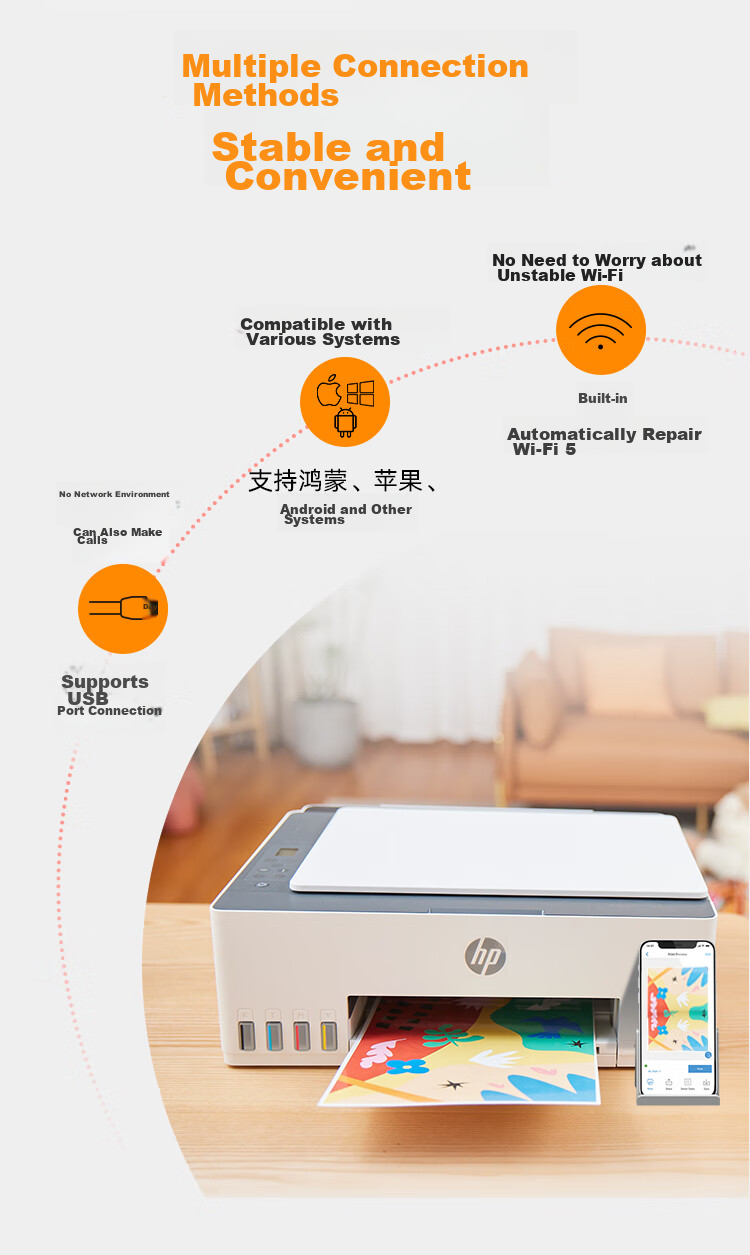 HP 538 Color Wireless Continuous Ink Supply High-Capacity Multifunction Home Inkjet Printer with Automatic Document Feeder, Family Printing (Print, Copy, Scan) 8