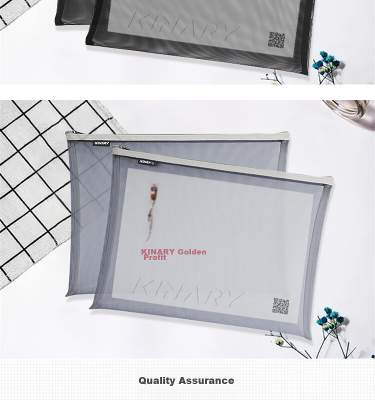 Jindeli 3c Digital All-Net Low Price, 2-Pack A5 Nylon Mesh Zipper Pouches, Simple Transparent Document Bags, File Folders, Student Exam Pencil Cases, Stationery Storage Pouches, Black FB8810 5