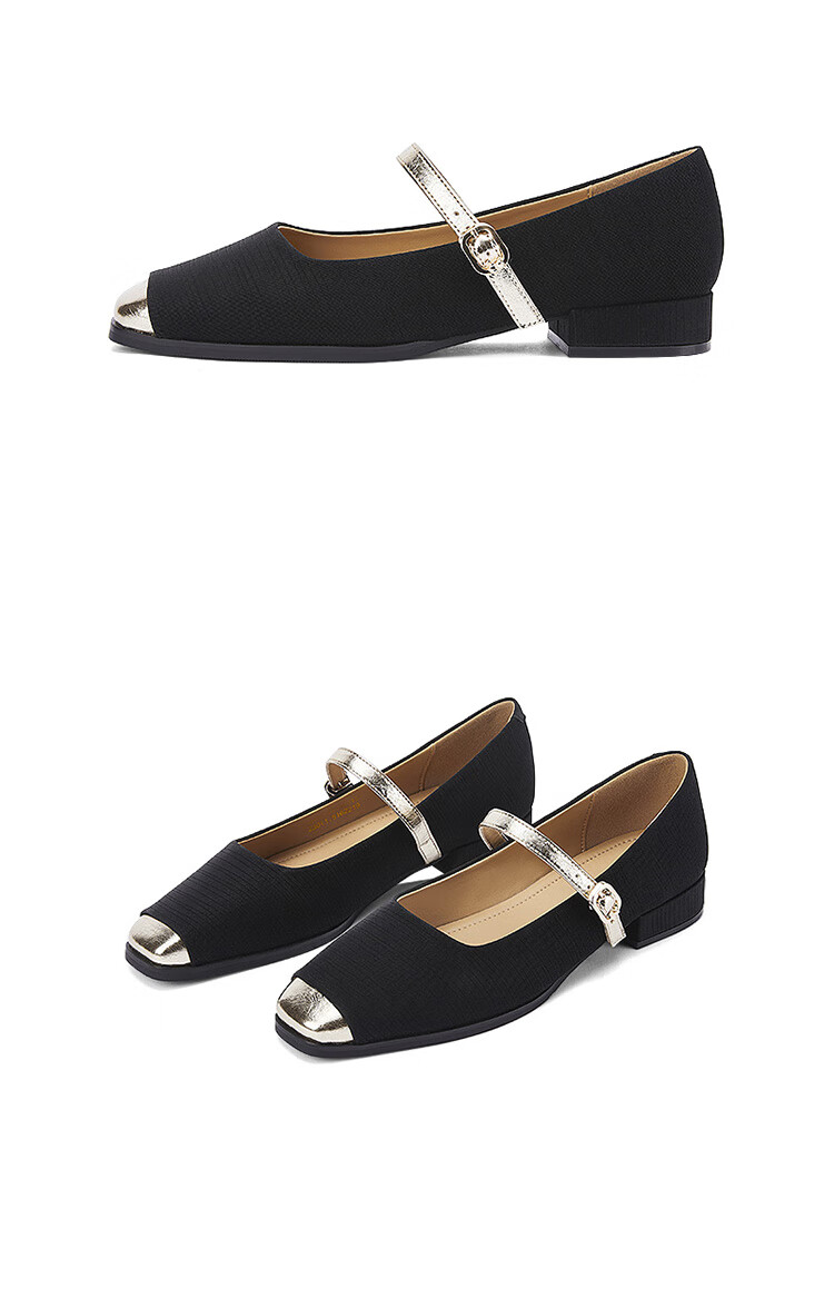 DAPHNE Women's Shoes, Spring And Autumn French Elegant Chanel-Style Leather Shoes, Color-Block Single-Strap Flats, Green, Size 36 19