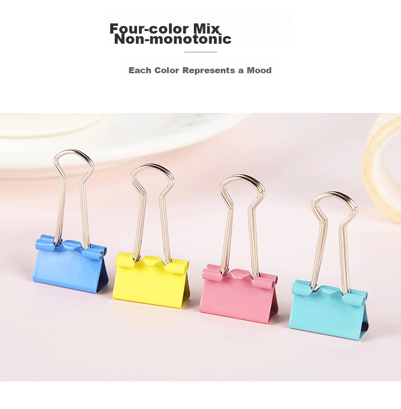 BAOKE 3c Digital All-Net Low Price BC1365, Colorful Long Tail Clips, 40 Pieces, 19mm, Binder Clips, Office Supplies 2