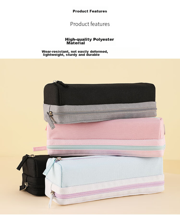KOKUYO PENCASE Large Capacity Pencil Case, Double-Layer Classified Storage Pencil Box, Black And Gray, 1 Piece, WSG-PC252DM 3