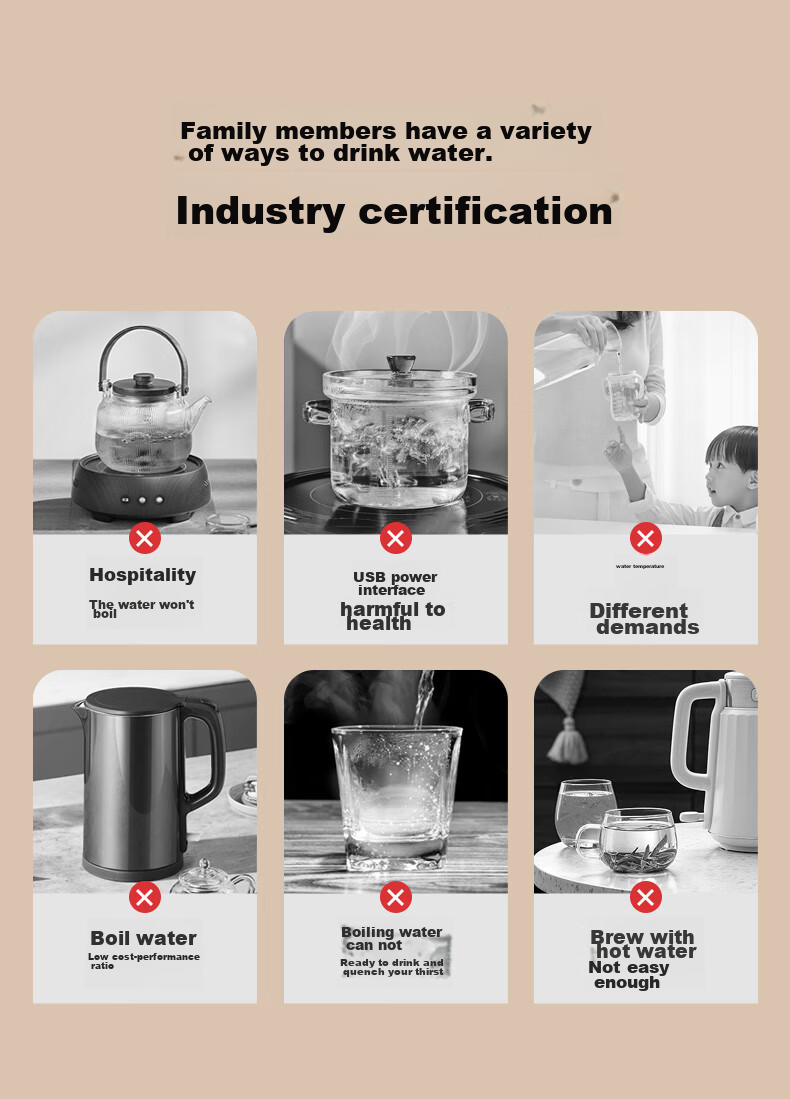 AUX Instant Hot Water Dispenser Portable Instant Hot Water Kettle Mini Smart Water Dispenser for Office Small Desktop Use Free [2.5L Water Bottle] 4