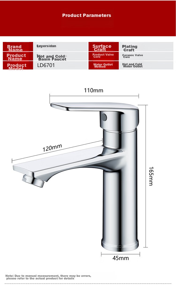 Larsd Basin Faucet Hot And Cold Water Bathroom Cabinet Alloy Washbasin Faucet Sink Tap LD6701 1