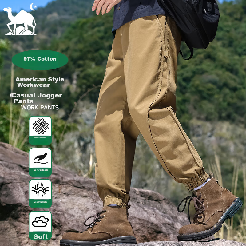 EASTERN CAMEL Casual Pants for Men, Spring And Summer Outdoor Sports Versatile Casual Tapered Cargo Pants Long Trousers, Khaki, L