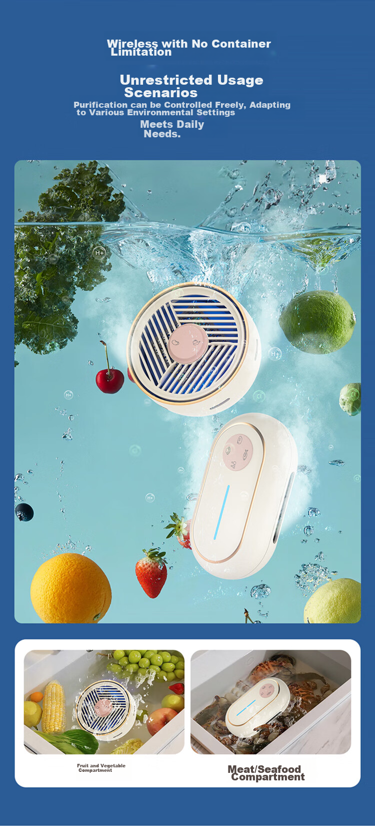 GUGE [Meat And Vegetable Separation Washing] German Wireless Fruit And Vegetable Purification Cleaning Machine, Fruit Cleaner, Vegetable Purifier, Food Purifier, Vegetable Washer, Fruit And Vegetable Cleaning Device, Titanium Fruit And Vegetable Machine 5