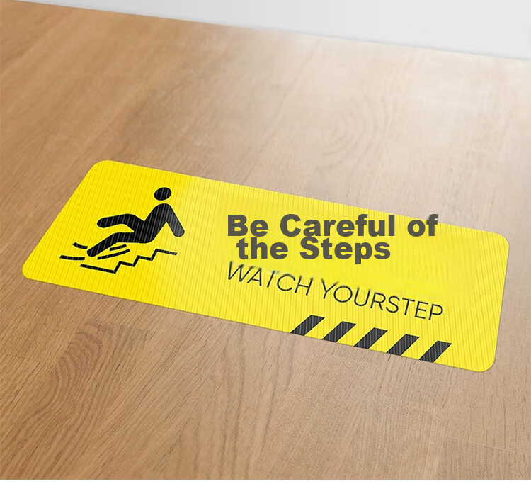 Aimohui Caution Wet Floor Safety Warning Sign Fire Escape Indicator Self-Adhesive Floor Sticker 30*10cm 5 Pieces 5