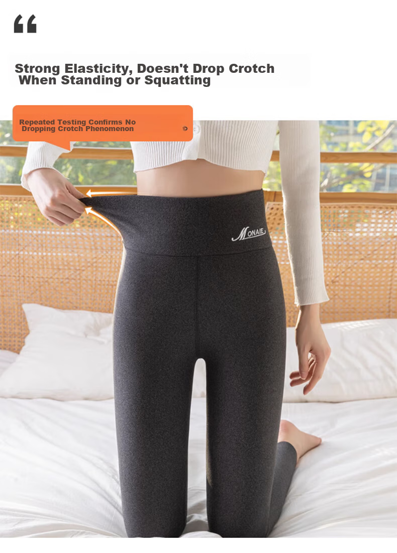 Langsha Women's Autumn Winter Fleece-Lined Thermal Leggings High Waist Slim Thickened Cotton Pants 9