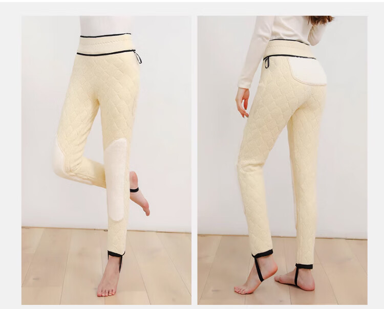 LangSha Thermal Underwear, 100% Wool Warm Pants for Women, Cotton-Lined Leggings for Outdoor Wear, Extra Thick Winter Pants, Cold-Resistant Lambswool Trousers for Women in Northeast China 23