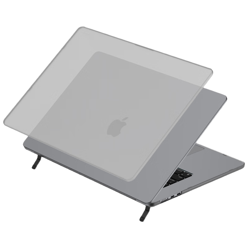 VOKAMO [2026 New Model M5 Compatible] MacBook Pro 16 Protective Case with Stand for Apple Laptops, Suitable for 2021-2024 Models M4/3/2, Frosted Outer Cover, Transparent Black