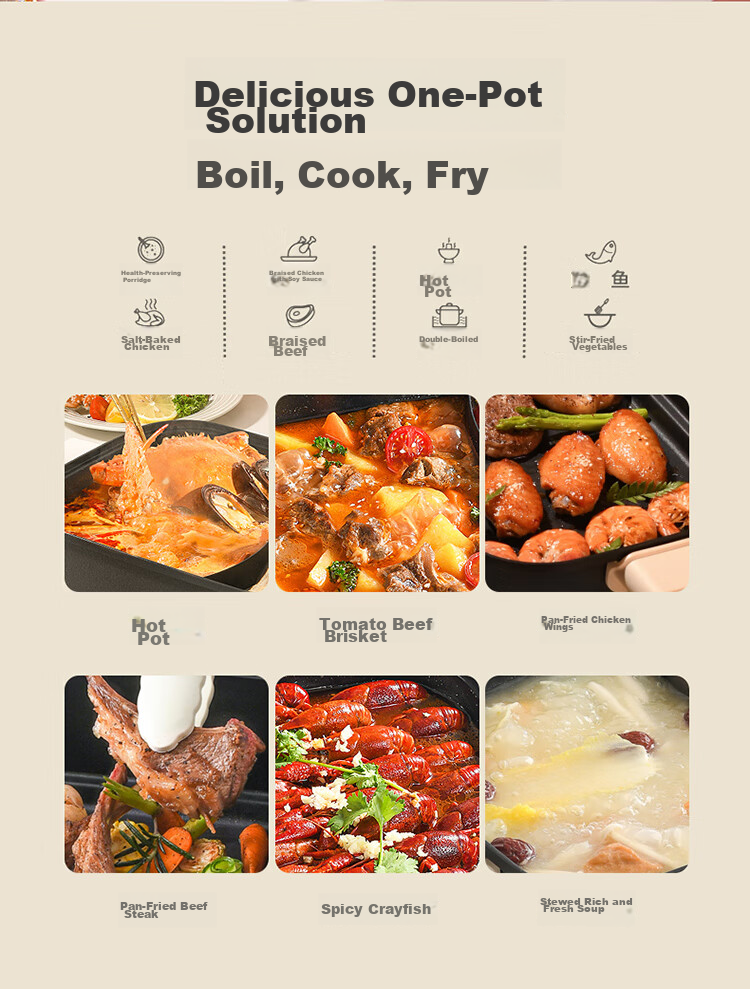 Liven Dual-Sided Electric Hot Pot, Multi-Functional Cooking Pot for Electric Stove, Large Capacity 7-Liter Detachable Electric Hot Pot for Home Use DHG-700BY 9