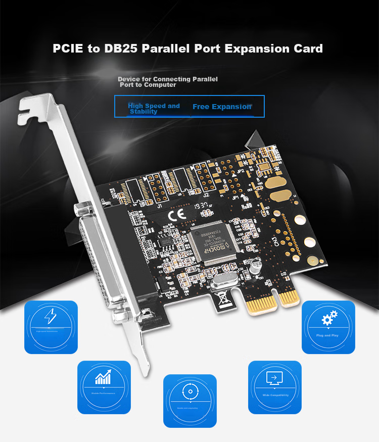 MOGE PCIExpress X1 to Parallel Port Expansion Card MC2336 Printer Port Adapter Card LPT Printer Parallel Port Adapter Card 1