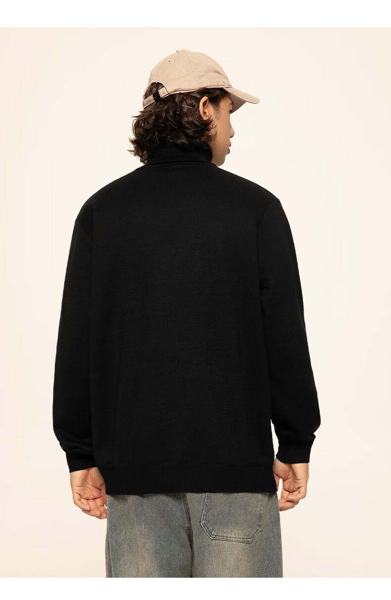 GENIOLAMODE [Endorsed by Ao Ruipeng] Men's Winter High Neck Versatile Base Knit Sweater Black 3XL 11