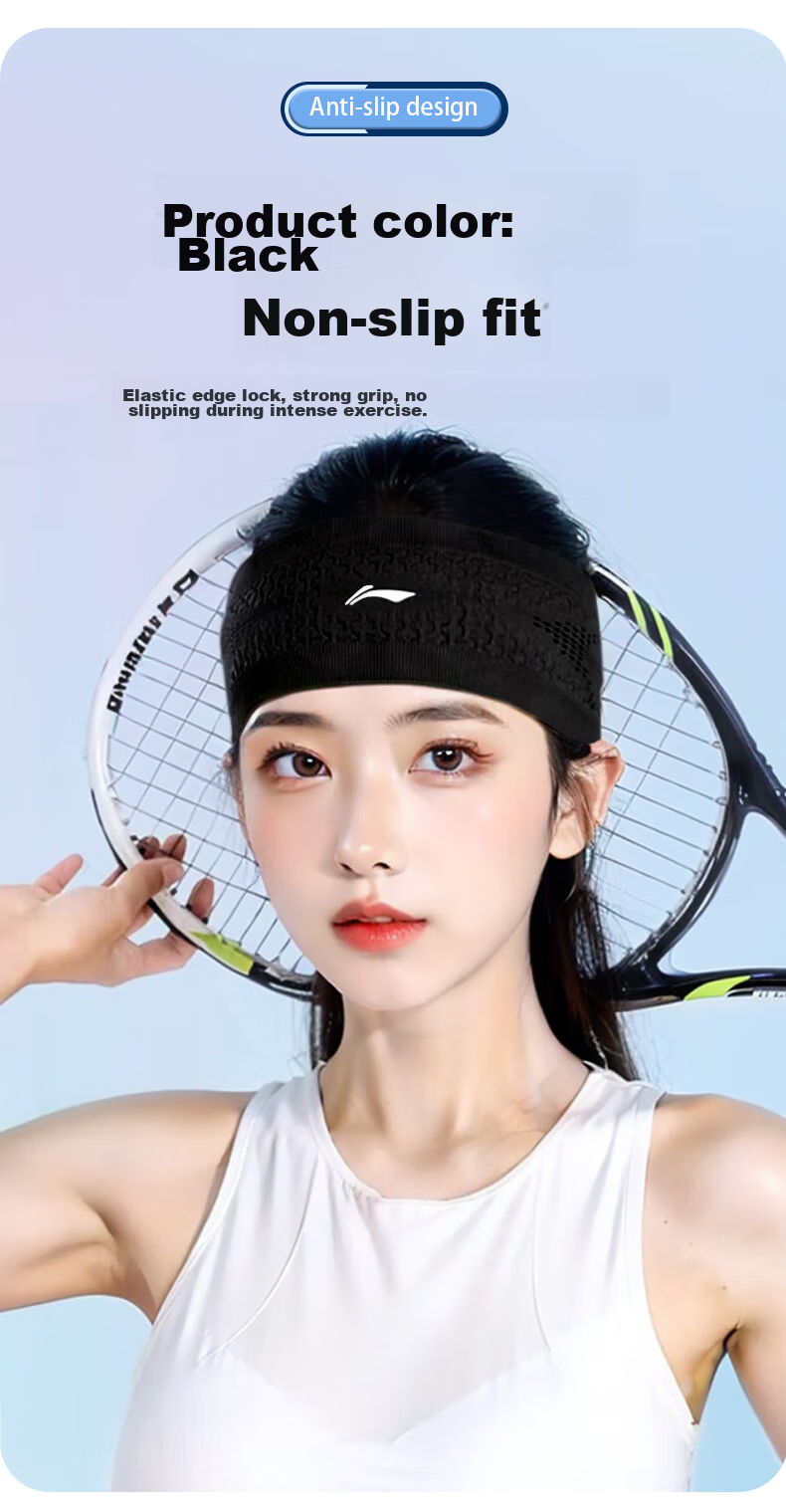 Li-Ning Sports Headband for Women, Sweat-Absorbing Forehead Band for Men, Running Sweat-Guiding Band, Antiperspirant Headband, Hair Tie, Head Wrap 8
