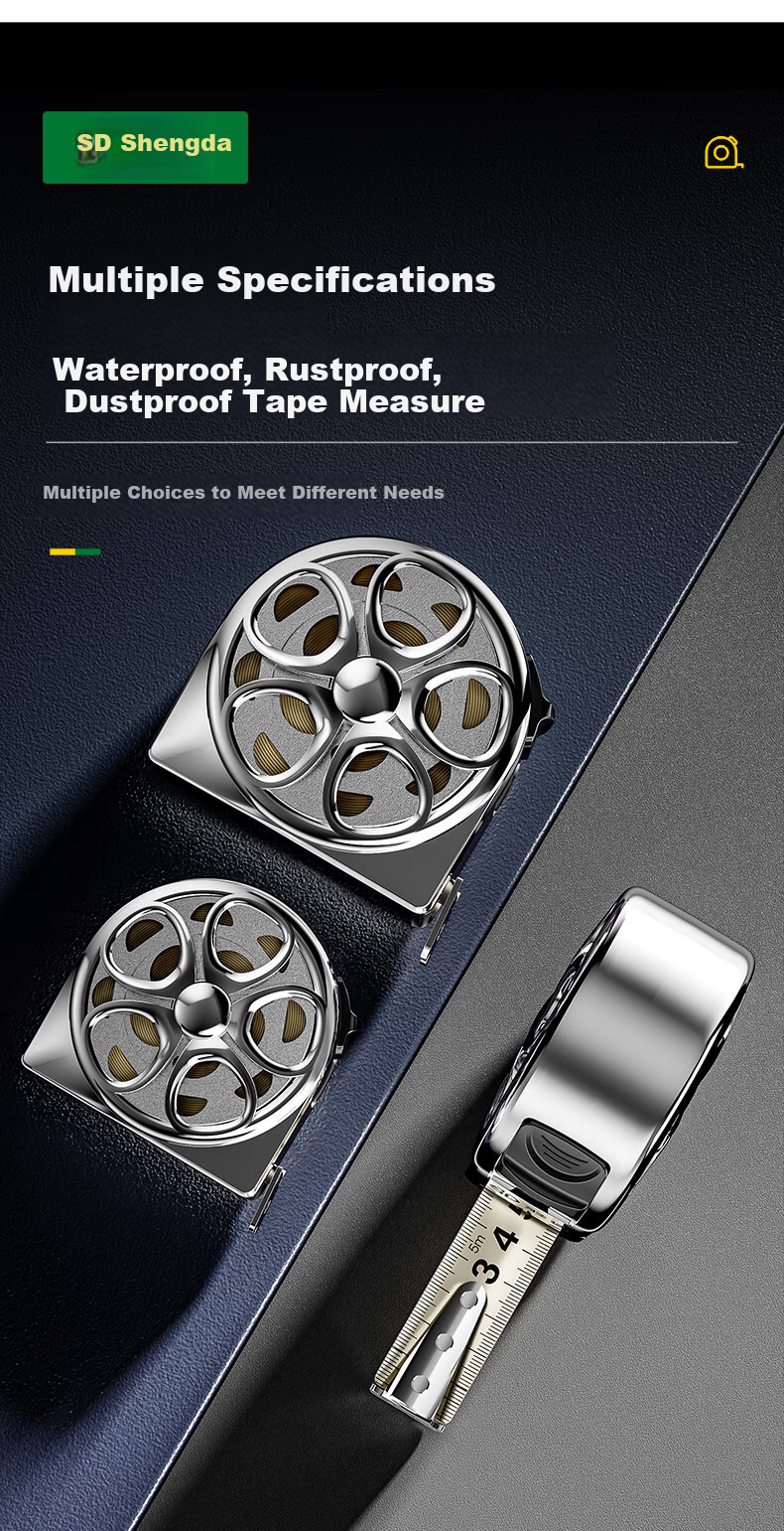 Shengda Stainless Steel Hollow Tape Measure, 5 Meters Steel Measuring Tape, Meter Ruler, Box Ruler, Measuring Tool, National Standard Precision, 5m*19mm 3