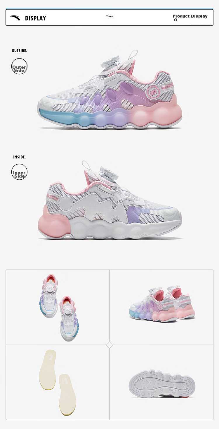 Anta Kids Sports Shoes Girls Toddler 2026 Summer Mesh Breathable Butterfly Wing Casual Shoes 322629922 41