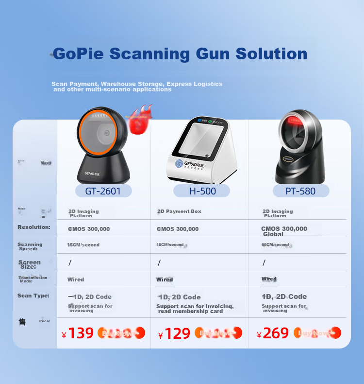 GEPAD 1D/2D Barcode Scanner Payment Box Scanning Platform, Restaurant And Retail Payment Code Scanner Gun, Vaccine Administration Electronic Medical Insurance Scanner H-89 1