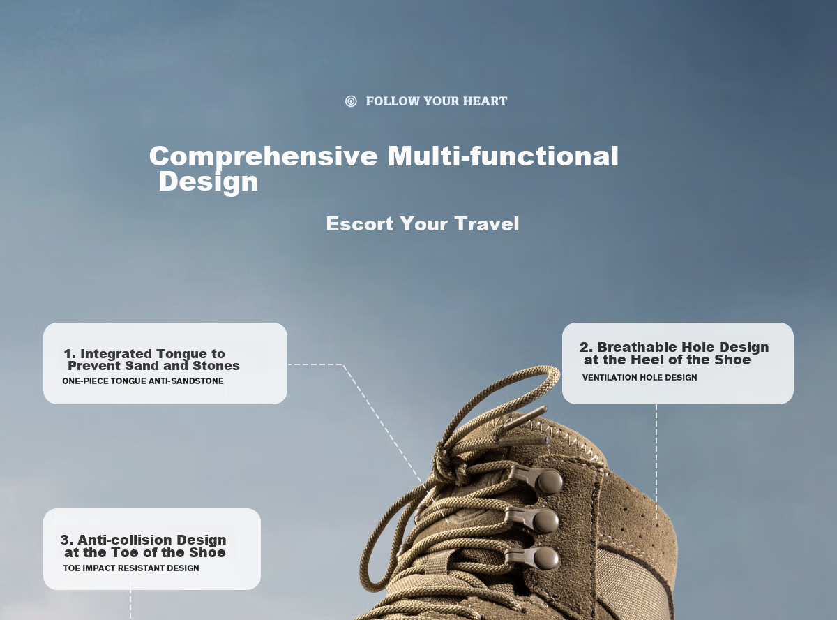 Free Soldier Mid-Top Hiking Boots for Men And Women, Outdoor Wear-Resistant Non-Slip Trekking Climbing Sandproof Breathable Desert Boots, Sand Color, Size 40 13