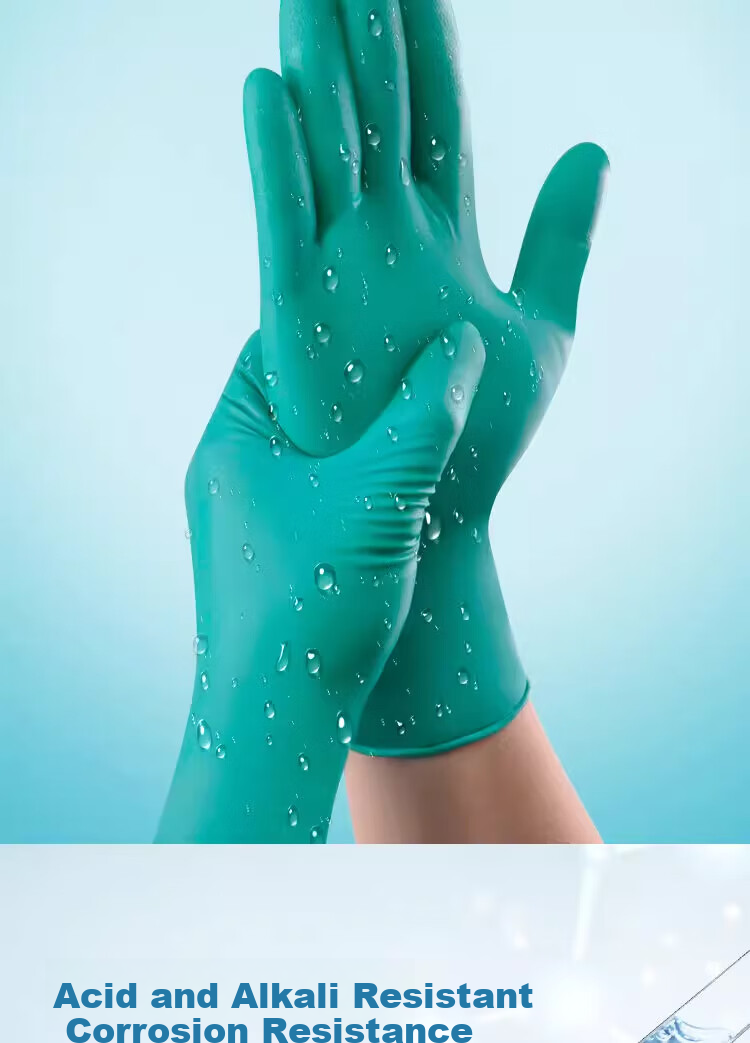 Ansell Disposable Nitrile Gloves, Chemical Laboratory Acid And Alkali Resistant Solvent Powder-Free Extended Thick Protective Gloves 93-260 (50 Pieces/box) M 4