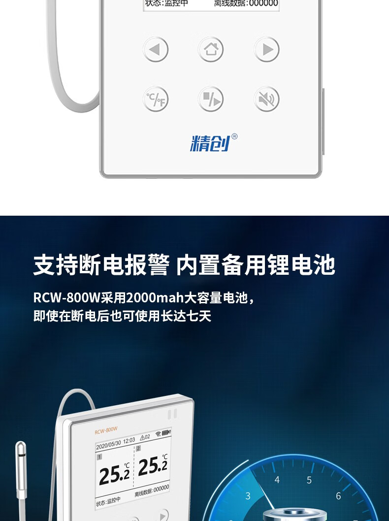 Elitech RCW-800W Remote Temperature Monitoring Alarm for Server Rooms, WiFi Connected Industrial Warehouse Temperature And Humidity Meter 3