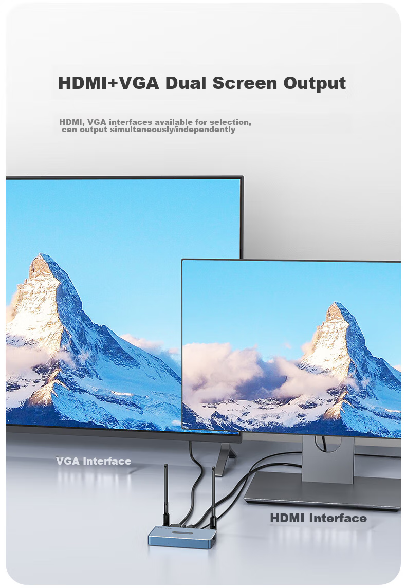 MT-Viki Wireless Screen Mirroring Device, HDMI Enterprise-Grade High-Definition 4K Wireless Transmitter And Receiver, VGA Projector Transmission Device, 5G No Delay, MT-WX02R 8