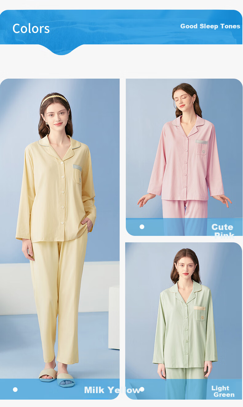 Fenteng Women's Pajamas, 5A Antibacterial Pure Cotton, Simple Solid Color, Breathable, Suitable for Outdoor Wear, Home Loungewear Set, Soft Cotto 10