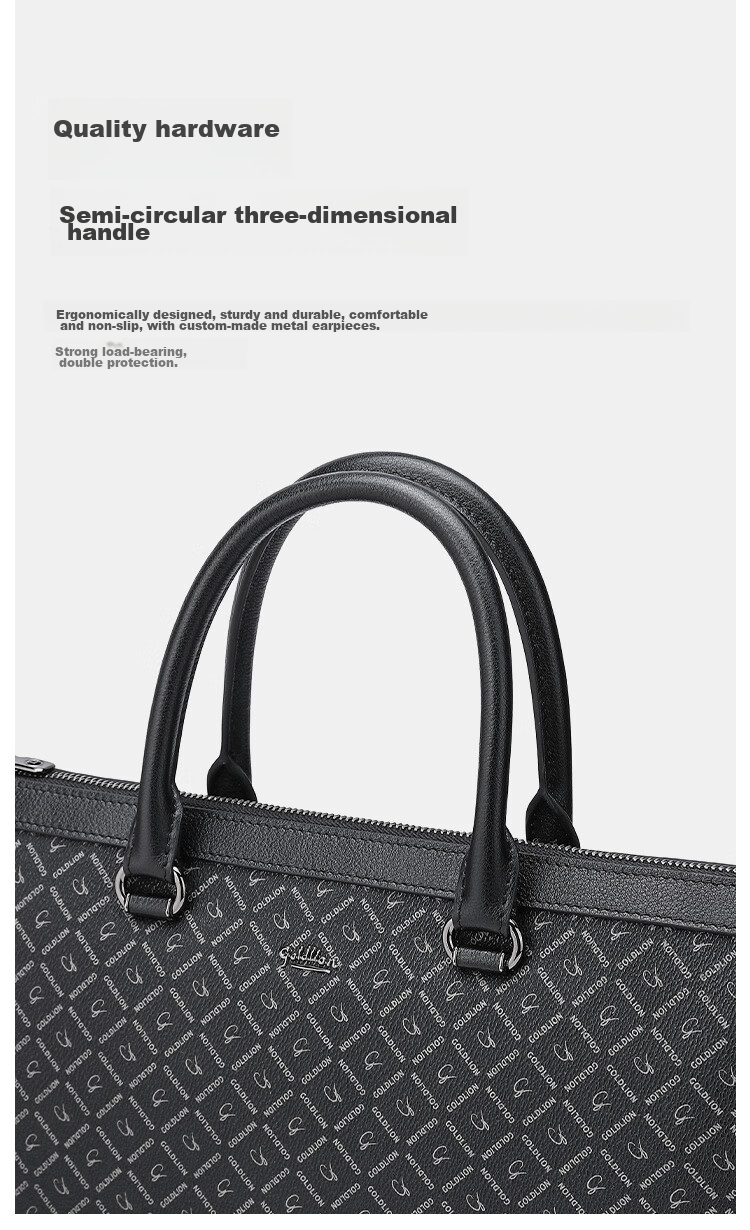 Goldlion Business Briefcase, Stylish PVC Men's Bag, Laptop Bag with Large Capacity, Horizontal Style Handbag, Birthday Gift 8