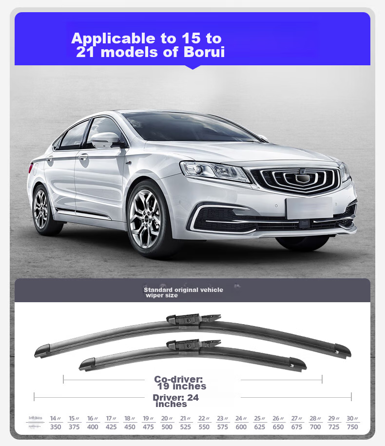 Paisu 2015-2021 Geely Boyue Boneless Wiper Blade, Original Factory Car Front Wiper Rubber Strip, Silent 24+19B1 1