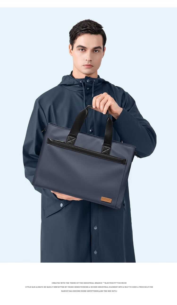 GOLF Business Briefcase for Men, Large Capacity Handbag, 13.3-Inch Laptop Bag, Water-Resistant Horizontal Style Briefcase 15