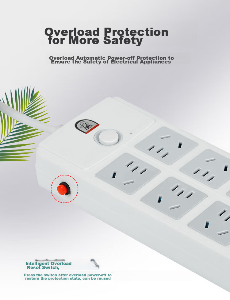 Zidantou TS-025c New National Standard 8-Outlet Full Length 2.8 Meters Master Switch Overload Protection Power Socket/power Strip/power Bar/power Strip 3