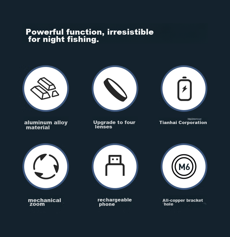 XiaoYeren High Power Five-Light Source Zoom Night Fishing Laser Cannon Black Pit Wild Fishing Blue and Purple Outdoor Fishing Lamp 3