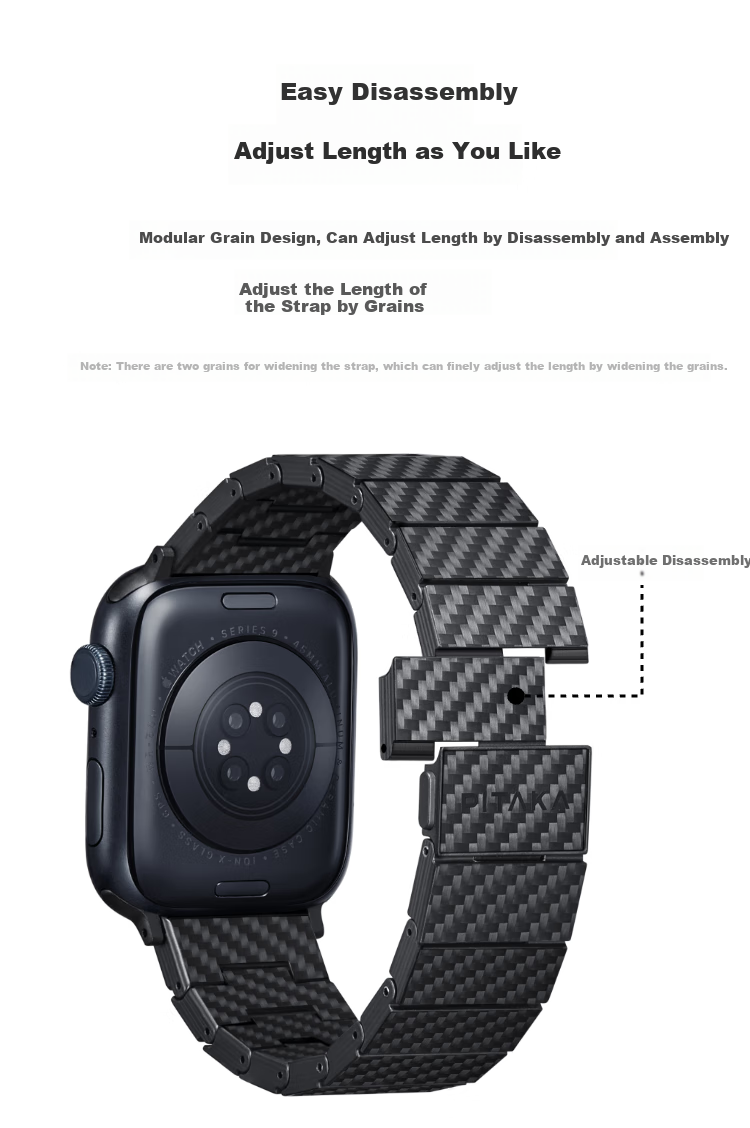 PITAKA Apple Watch Band Compatible with Apple Watch Ultra 2/S9/S8/7/6/5/4/3/SE Carbon Fiber Magnetic Vintage Style Universal Fit for All Apple Watch Models 7