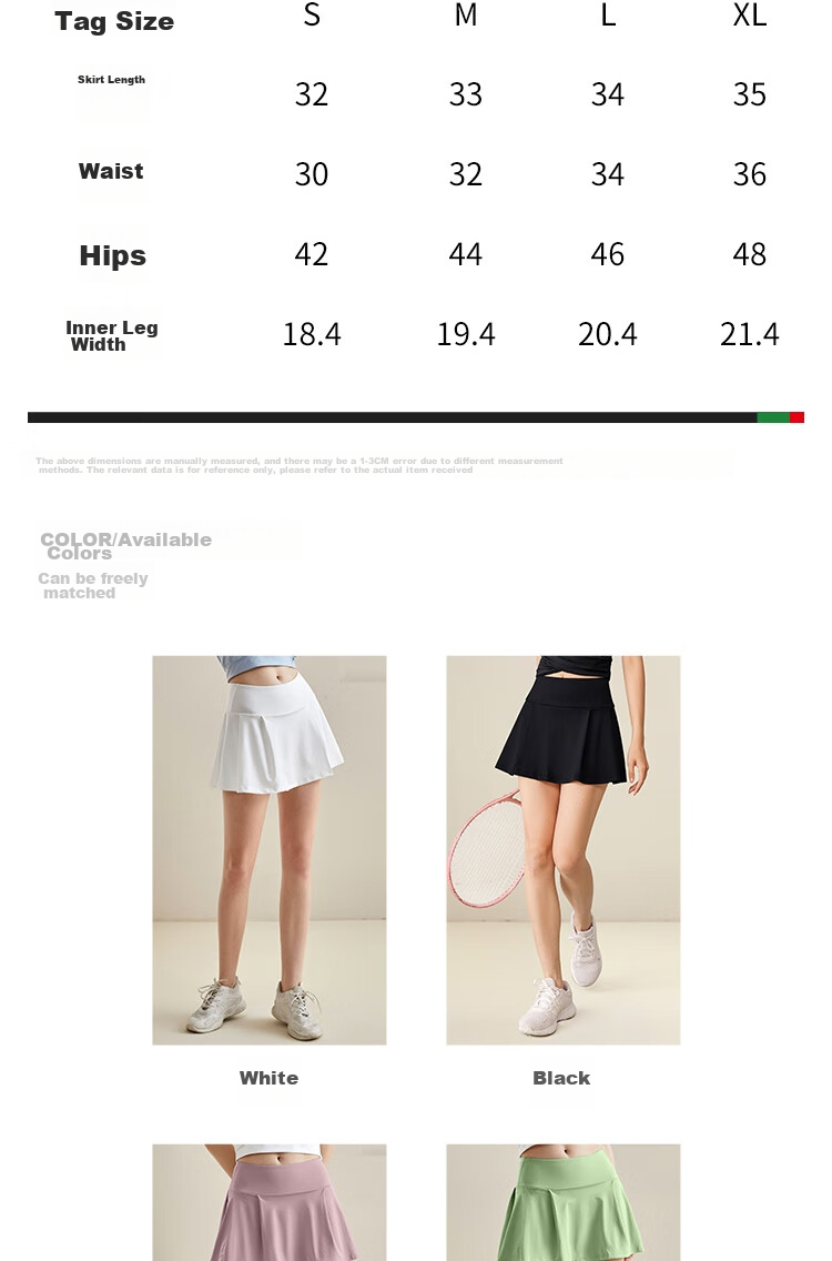 Fandimu Sports Skort for Women, Breathable, Anti-Exposure, with Lining, Fake Two-Piece Design, for Outdoor Badminton, Tennis, Running, And Half Skirt 8