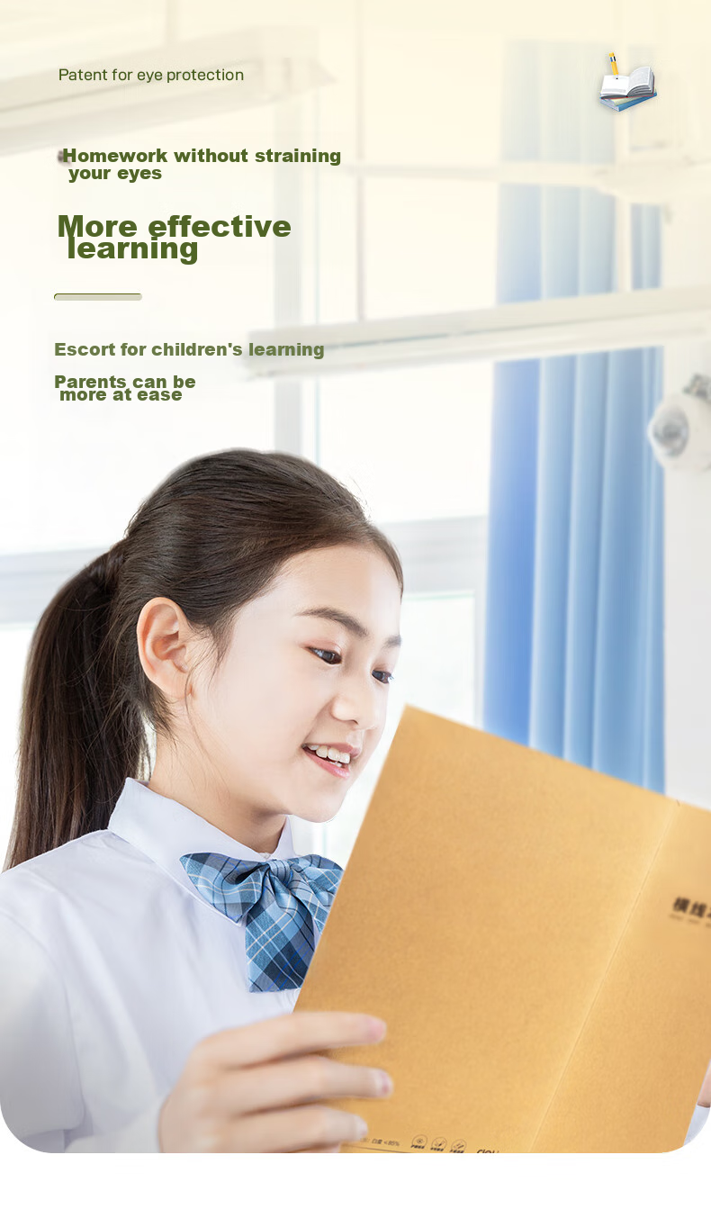 Deli Eye-Protecting Work Notebook, 300 Grids, 4 Books, 16K36 Pages, Composition Book for Primary School Students, Soft Copy Notebook PF1636 5
