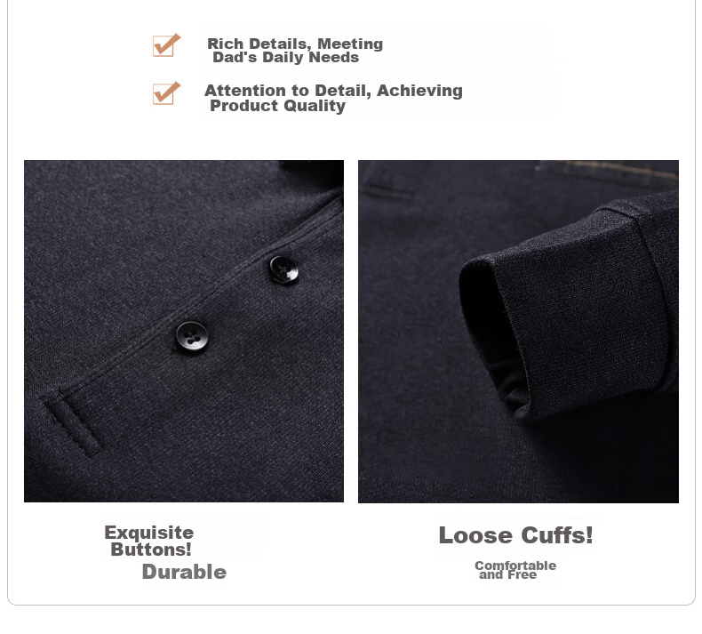 Baocaiyang Middle-Aged And Elderly Long-Sleeve T-Shirt for Men, Spring And Autumn Dad's Wear, Loose Casual Polo Undershirt, Elderly Grandfather's Top Clothing 8