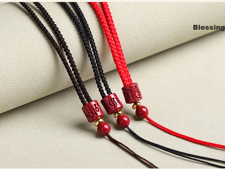 Dijing Cinnabar Six-Word Mantra Pendant Hanging Rope, Handmade Woven Purple Gold Sand Buddhist Prayer Rope, Simple Necklace Cord for Men And Wome 9